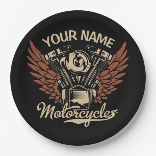  Personalize Biker Motorcycles Motor Wings Garage  Paper Plates