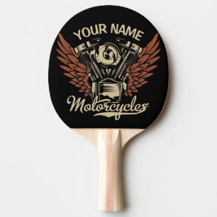 Personalize Biker Motorcycles Motor Wings Garage Ping Pong Paddle