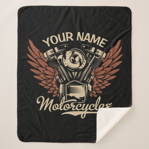  Personalize Biker Motorcycles Motor Wings Garage  Sherpa Blanket