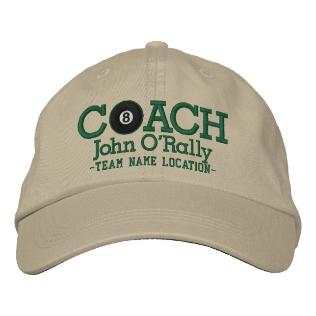 Personalize Billiards Coach Cap Your Name n Game! (Front)