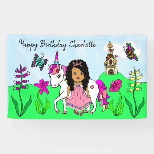 Personalize Birthday Banner Princess and Unicorn