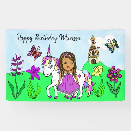 Personalize Birthday Banner Princess and Unicorn