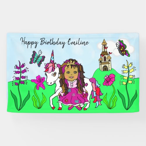 Personalize Birthday Banner Princess and Unicorn