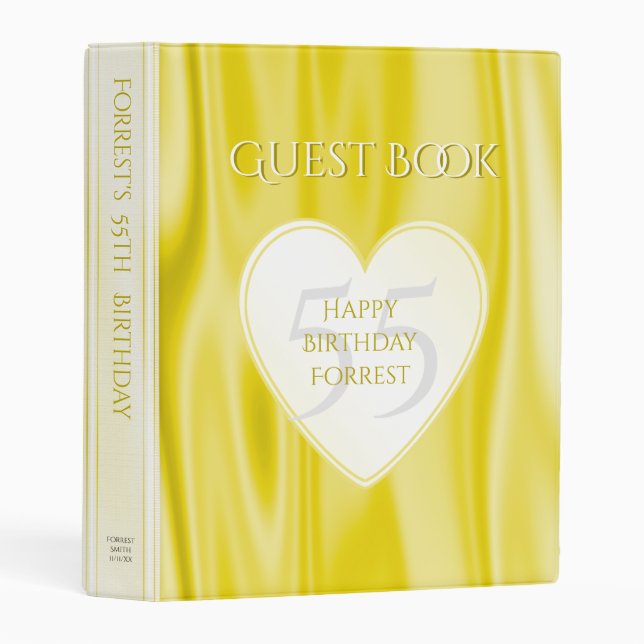 Personalize Birthday - Faux Pastel Yellow Satin Mini Binder (Front/Spine)