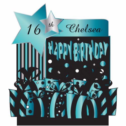 Personalize Birthday Girl in Elegant Turquoise Statuette