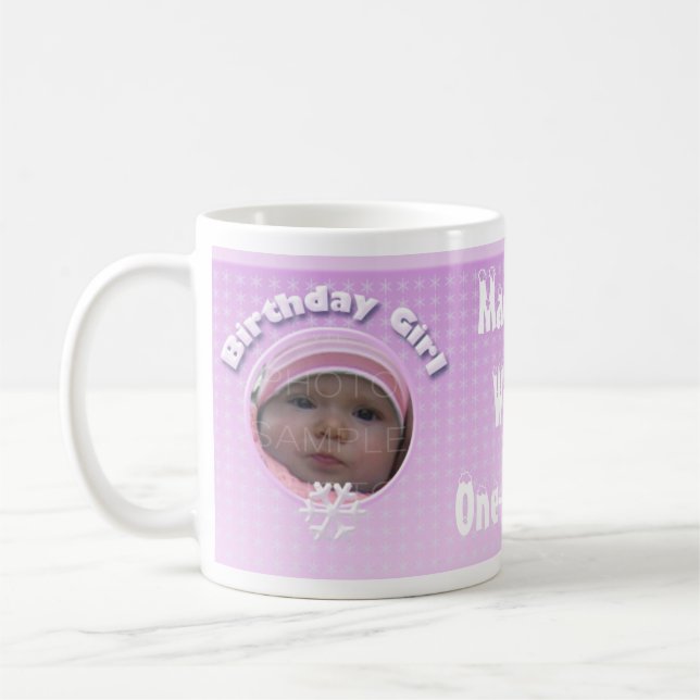 Personalize Birthday Girl Winter Onederland mug (Left)