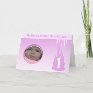 Personalize Birthday Girl Winter Onederland Photo Card