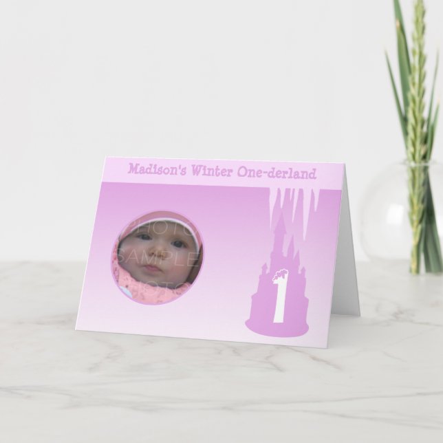 Personalize Birthday Girl Winter Onederland Photo Card (Front)