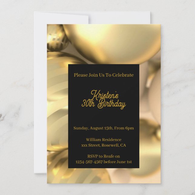 Personalize Birthday Invitation (Front)
