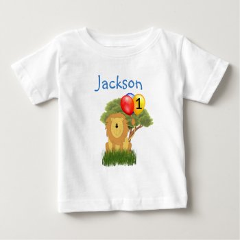 Personalize Birthday Lion Boy  Baby T-shirt by Susang6 at Zazzle