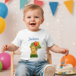 Personalize Birthday Lion Boy  Baby T-Shirt