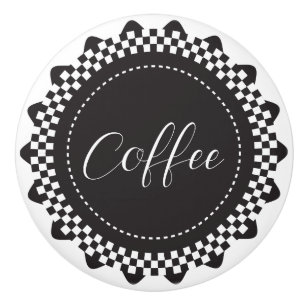 Personalize - Black and White Checkered Scallop Ceramic Knob
