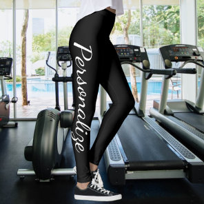 Personalize Black And White (or change text/color) Leggings