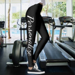 Personalize Black And White (or change text/color) Leggings<br><div class="desc">Easy to Design Your Own Personalized Custom Made leggings from Ricaso - add your own text - change the background color and text color and font by clicking on customize</div>