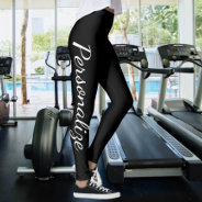 Personalize Black And White (or Change Text/color) Leggings at Zazzle