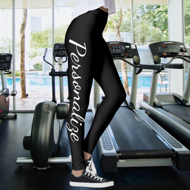 Personalize Black And White (or change text/color) Leggings (Creator Uploaded)