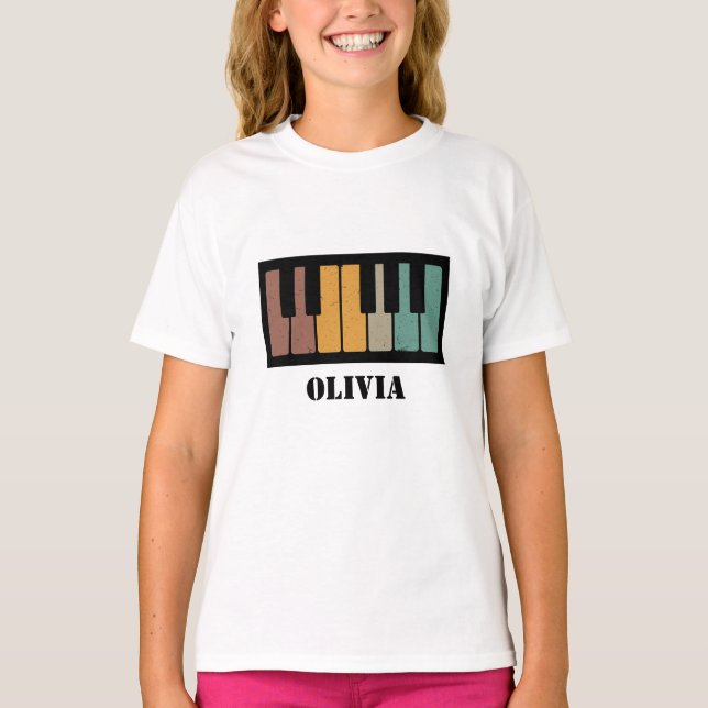 Personalize  Black and white piano keys T-Shirt (Front)
