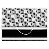 Personalize Black and White Soccer Balls Large Gift Bag (Back)