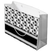 Personalize Black and White Soccer Balls Large Gift Bag (Back Angled)