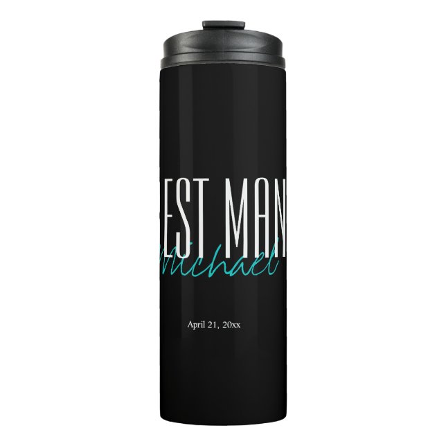 Personalize Black & Blue Best Man Thermal Tumbler (Front)