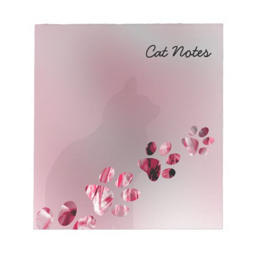 Personalize Black Cat Paw Prints For Cat Lovers Notepad