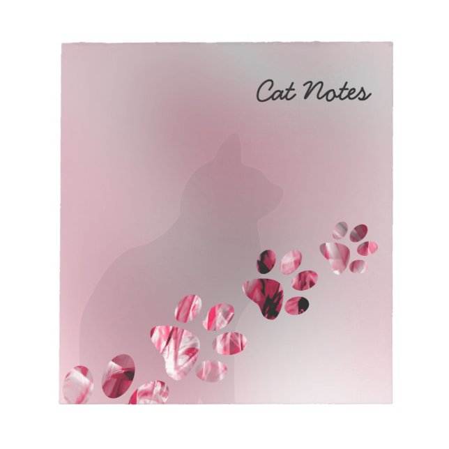 Personalize Black Cat Paw Prints For Cat Lovers Notepad (Front)
