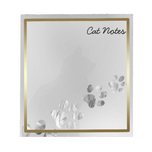 Personalize Black Cat Paw Prints For Cat Lovers Notepad