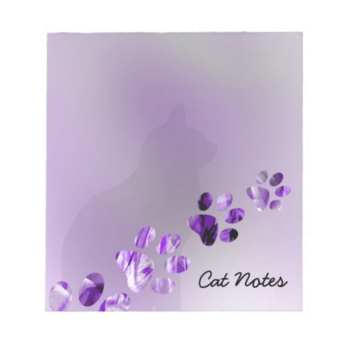 Personalize Black Cat Paw Prints For Cat Lovers Notepad