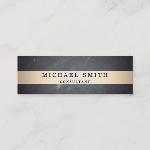 Personalize Black Chalkboard Faux Gold Striped Mini Business Card