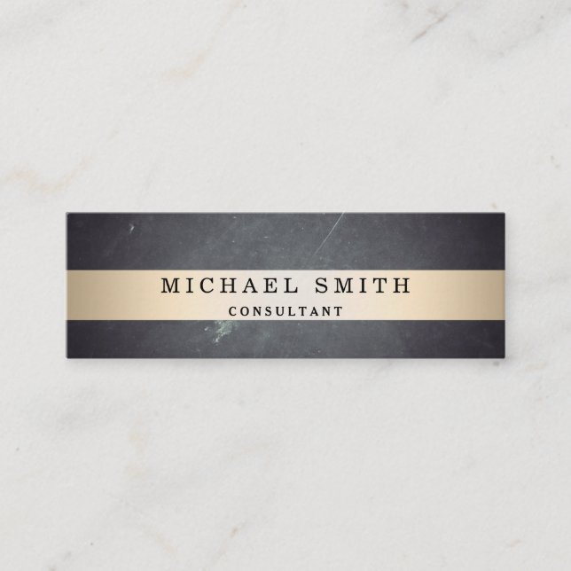 Personalize Black Chalkboard Faux Gold Striped Mini Business Card (Front)