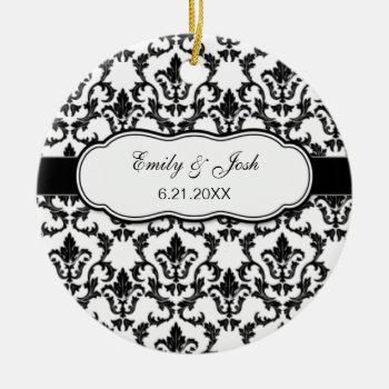 Personalize Black Damask Ornament by artladymanor at Zazzle