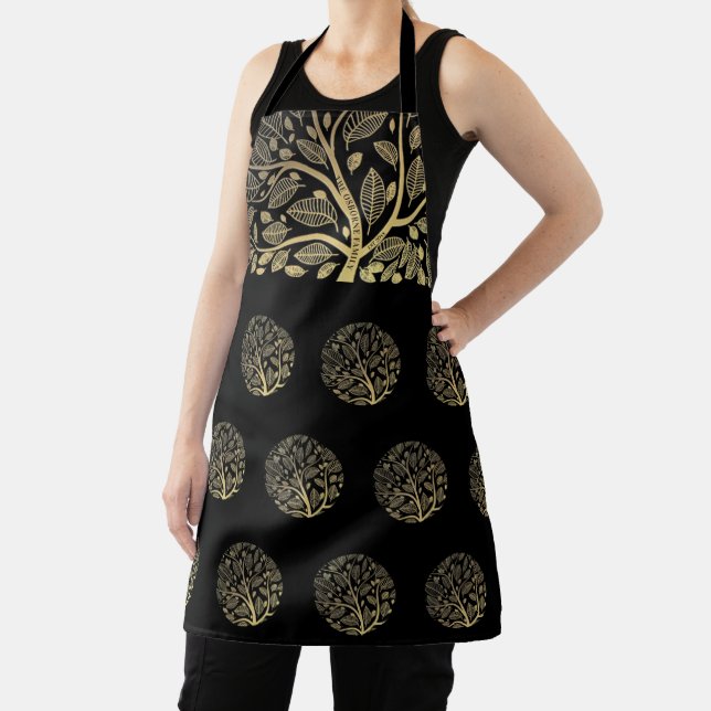 Personalize Black Gold Family Tree Genealogy  Apron (Insitu)