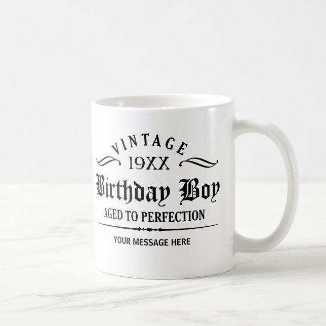 Personalize Black Gothic Script Funny Birthday Mug (Right)