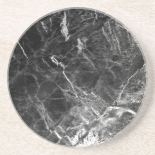 Personalize Black Marble Elegant Trendy Template Coaster