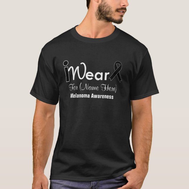 Personalize Black Ribbon Melanoma T-Shirt (Front)