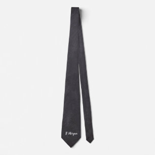 Personalize Black Table with White Chalk Name Neck Tie