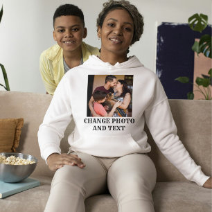 Personalize Black White Cat Lover Family Pet Photo Hoodie