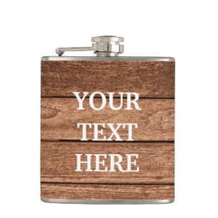 Personalize Black Wood Flask