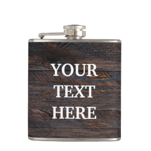 Personalize Black Wood Flask
