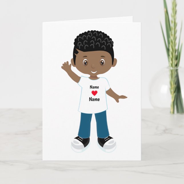 Personalize Blank  Black Boy Card (Front)