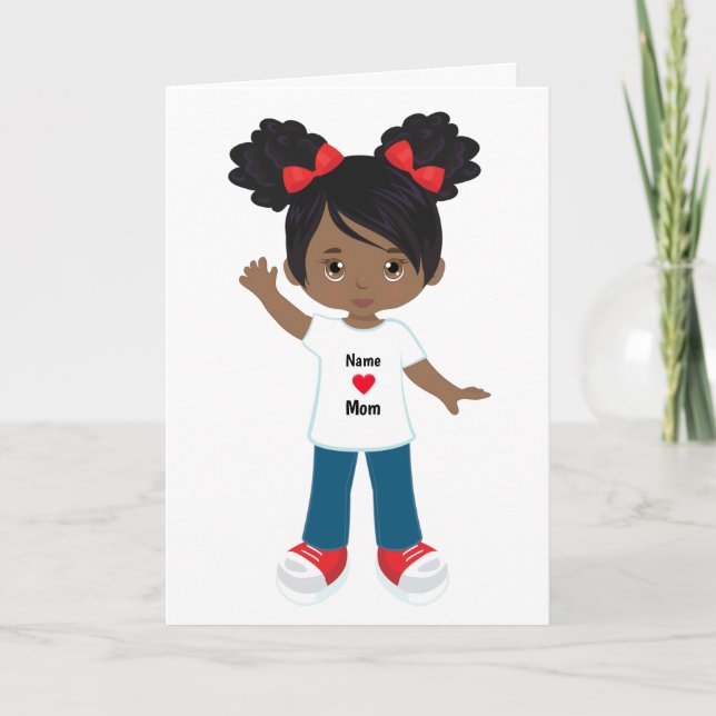 Personalize Blank Card Black Girl (Front)