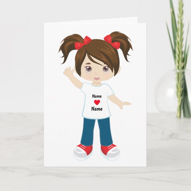 Personalize Blank Card Brunette Girl (Front)