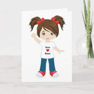 Personalize Blank Card Brunette Girl