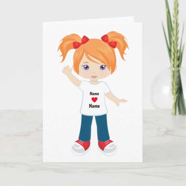Personalize Blank Card Red Hair Girl (Front)