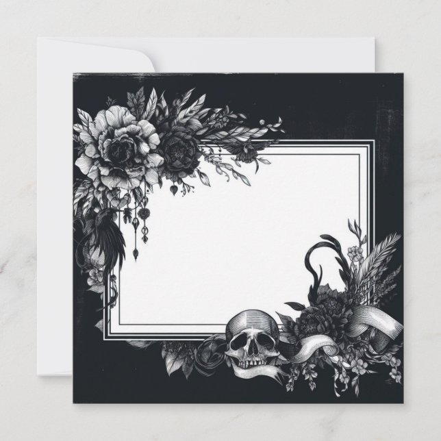 Personalize Blank Card Template Goth Floral (Front)