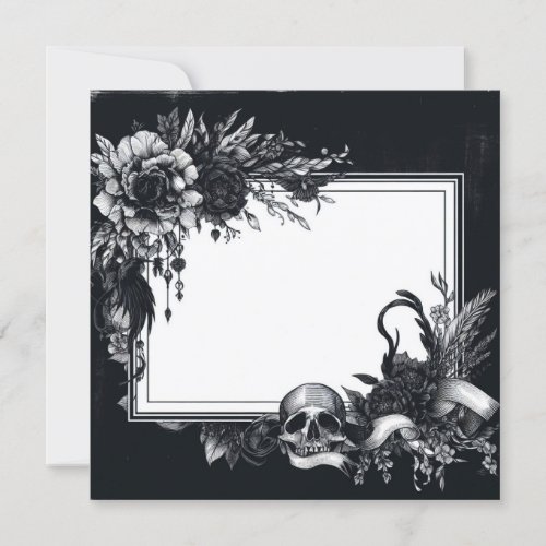 Personalize Blank Card Template Goth Floral