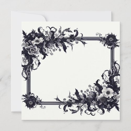 Personalize Blank Card Template Goth Floral