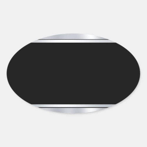 Personalize Blank Template Faux Silver Black Oval Sticker