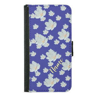 Personalize Blossoms On Deep Blue        Samsung Galaxy S5 Wallet Case
