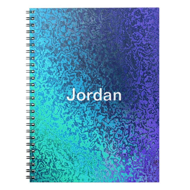 Personalize Blue Abstract Add Name Notebook (Front)